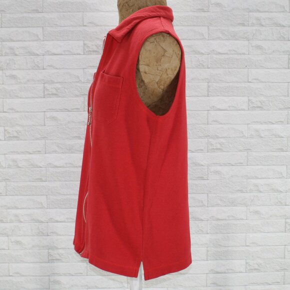 VINTAGE PASSPORT Vest Knit Sweater Zip Front Sleeveless Classic Casual Red Med - Picture 3 of 5